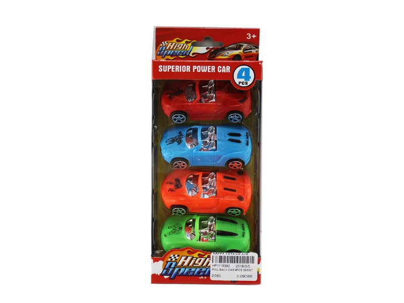PULL BACK CAR 4PCS 2ASST - HP1116592