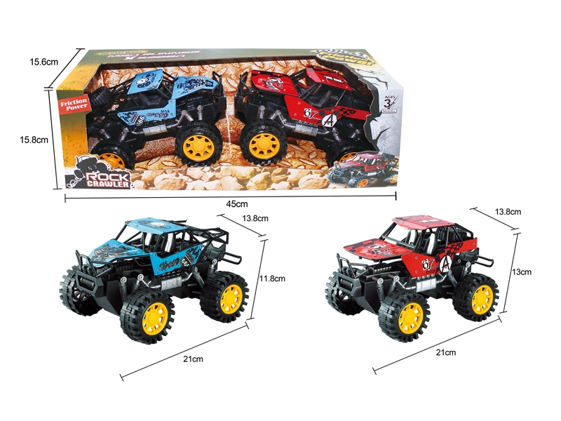 FRICTION DIE CAST CAR 2 ASST., 3 COLORS: GREEN & RED & BIU - HP1117150