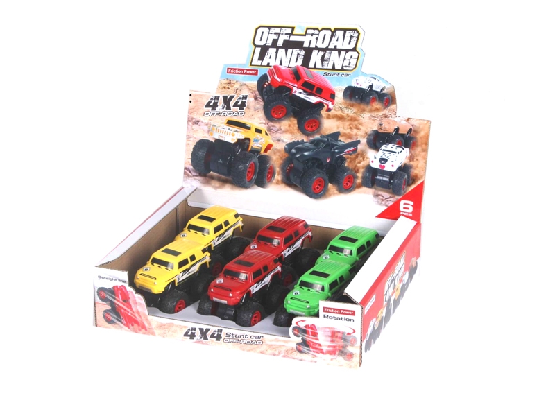 FRICTION STUNT CAR 6PCS/DISPLAY BOX （3 COLORS） - HP1117253