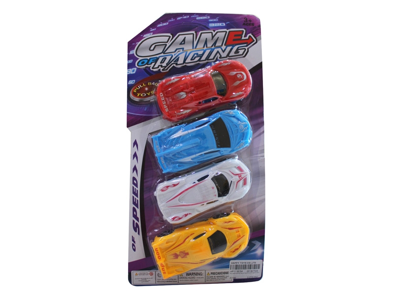 PULL BACK CAR RED/BLUE/YELLOW/WHITE 4ASST 4PCS - HP1118154