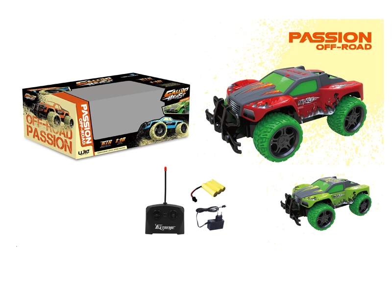 1:18 4 FUNCTION R/C CAR W/INCLUDED BATTERY RED & GREEN - HP1119203