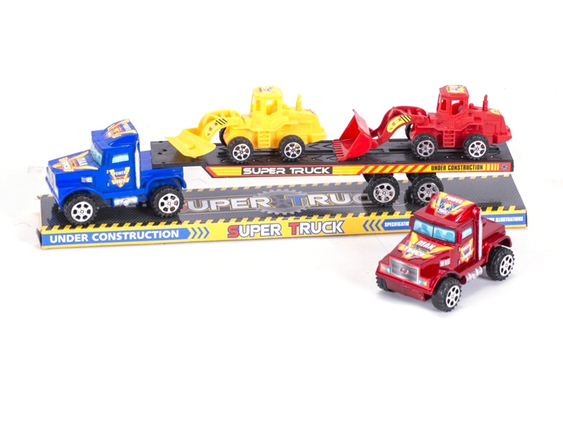 FRICTION TRUCK W/2 FREE WAY CONSTRUCTION CAR RED & BIU - HP1119281