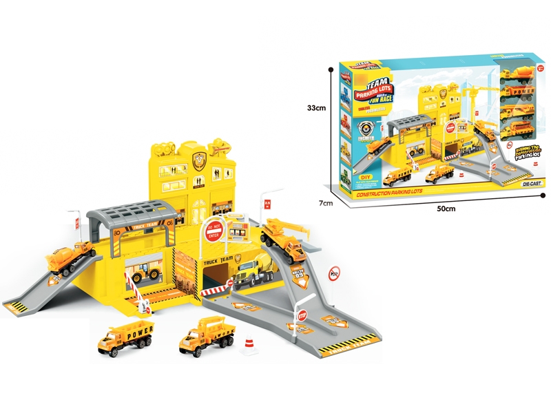 PARKING LOT W/FREE WAY DIE CAST CAR 4PCS - HP1121229