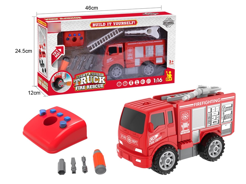 ASSEMBLE FREE WAY FIRE TRUCK W/LIGHT & MUSIC INCLUDED BATTERY - HP1122140