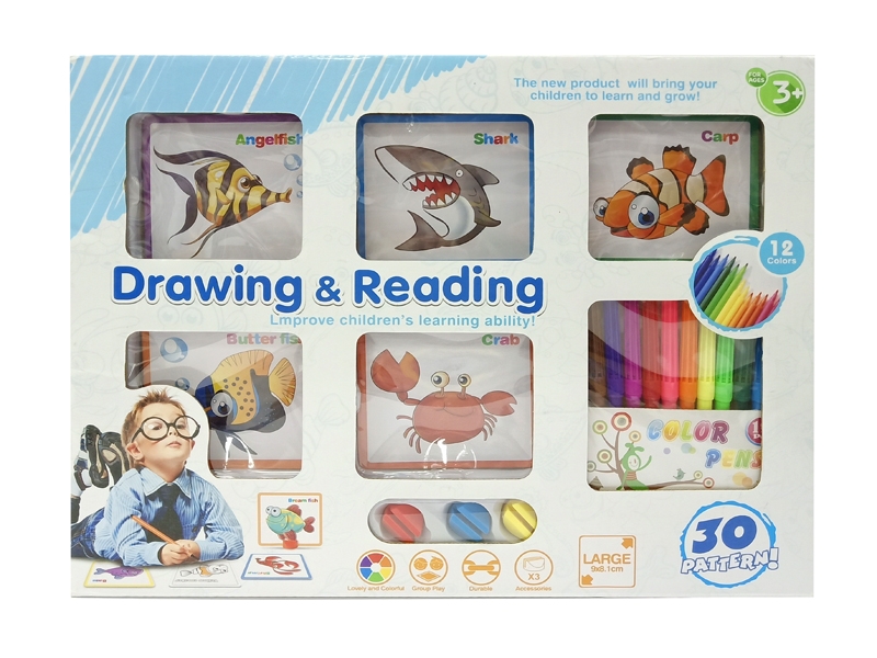 COLORING CARD 30PCS W/COLOR PEN 12PCS - HP1122805