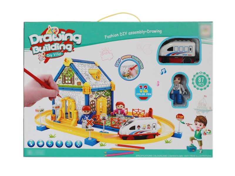 B/O RAIL CAR W/DRAWING & COLOR PEN 12PCS - HP1123805