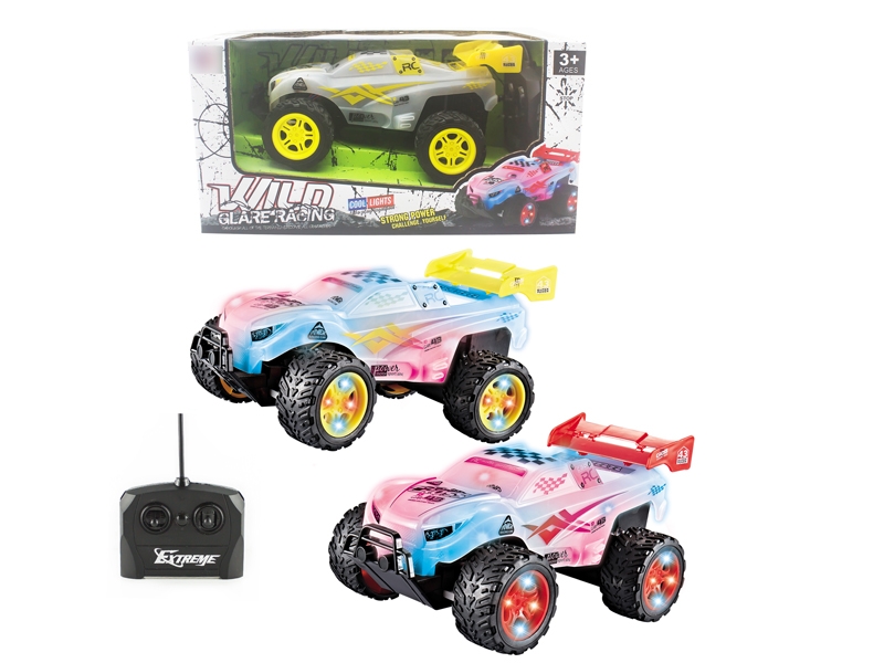 1:18四通遥控山地越野车（车壳车轮带灯光）红黄混装 - HP1124009