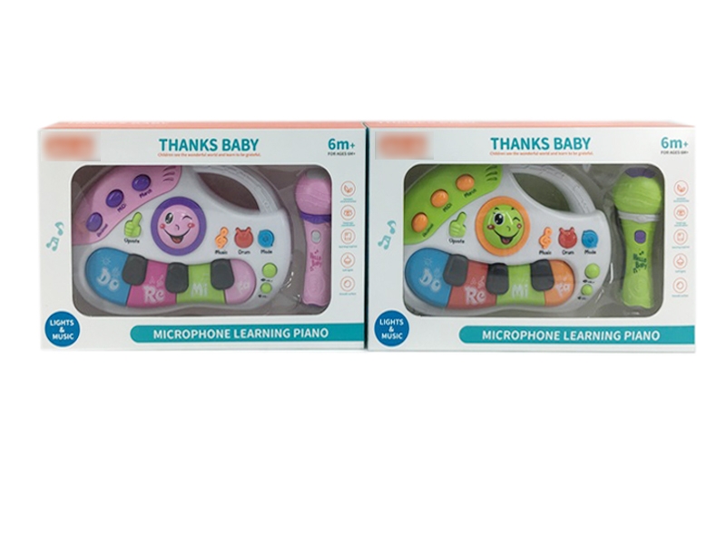 LEARNING ORGAN W/LIGHT & MUSIC & MICROPHONE,GREEN/PINK - HP1124132