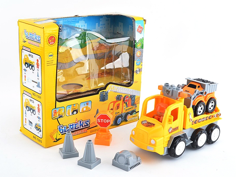 B/O BUMP AND GO BLOCK CONSTRUCTION CAR W/LIGHT & MUSIC - HP1124233