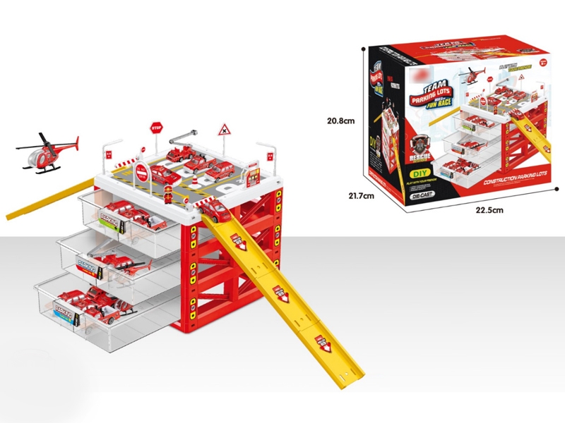 PARKING LOT W/FREE WAY DIE CAST CAR 6PCS - HP1125285