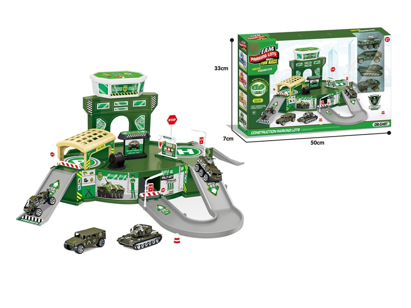 PARKING LOT W/MUSIC &  FREE WAY DIE CAST CAR 4PCS - HP1125605