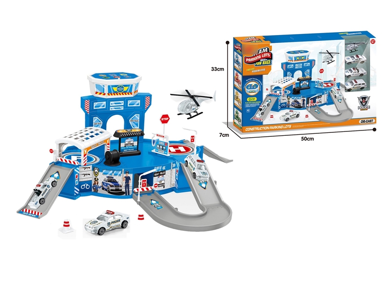 PARKING LOT W/MUSIC &  FREE WAY DIE CAST CAR 4PCS - HP1125606