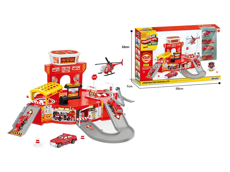 PARKING LOT W/MUSIC &  FREE WAY DIE CAST CAR 4PCS - HP1125607