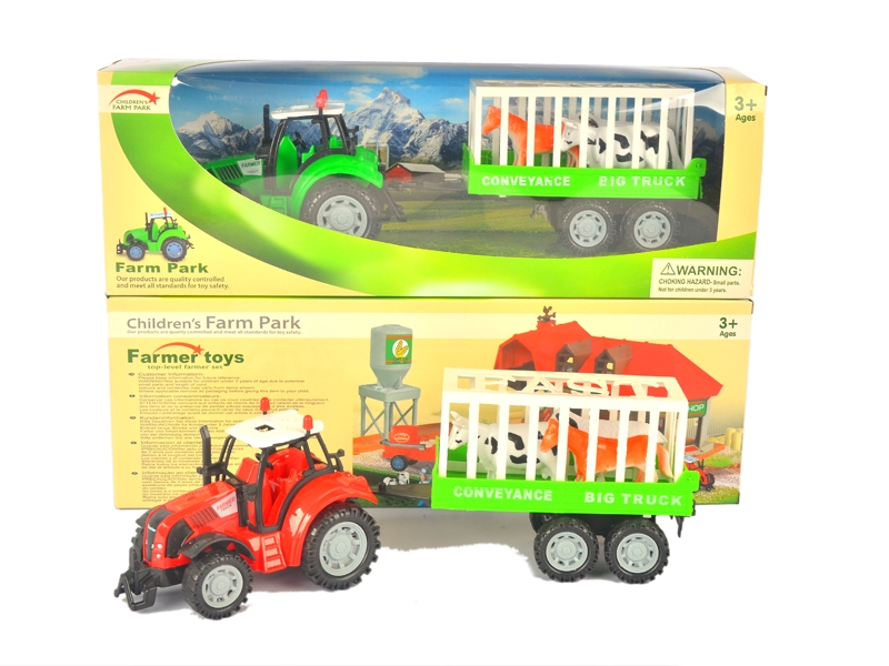 FRICTION FARMER TRUCK W/LIGHT & SOUND & INCLUDED BATTERY RED & GREEN - HP1126079