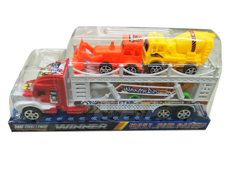 FRICTION TRAILER W/2  FREE WAY CONSTRUCTION CAR,RED/BLUE - HP1127001