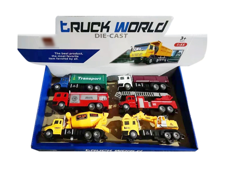1:55 PULL BACK DIE CAST TRUCK 6ASST,6PCS/DISPLAY BOX - HP1127289
