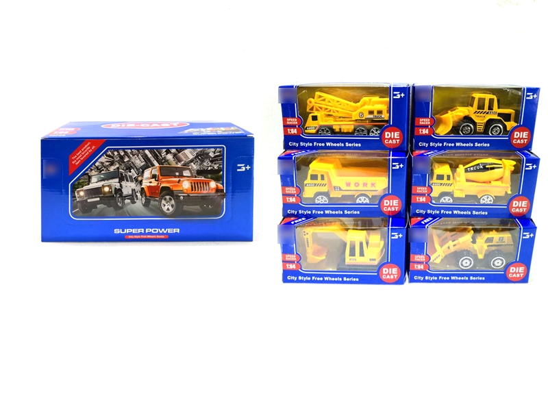 1:64 FREE WAY DIE CAST CONSTRUCTION CAR,6ASST,36PCS/DISPLAY BOX - HP1127305