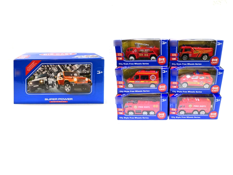 1:64 FREE WAY DIE CAST FIRE FIGHTING TRUCK,6ASST,36PCS/DISPLAY BOX - HP1127306