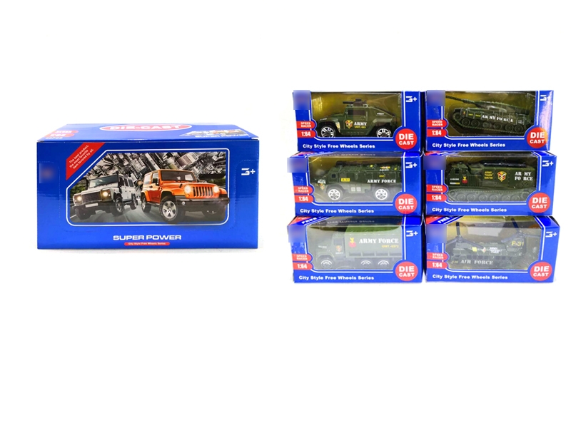 1:64 FREE WAY DIE CAST MILITARY CAR,6ASST,36PCS/DISPLAY BOX - HP1127308
