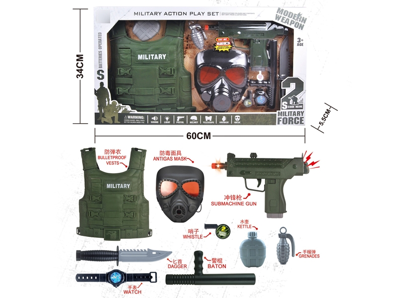 POLICE SET,GUN W/LIGHT & SOUND,INCLUDED BATTERY - HP1130897