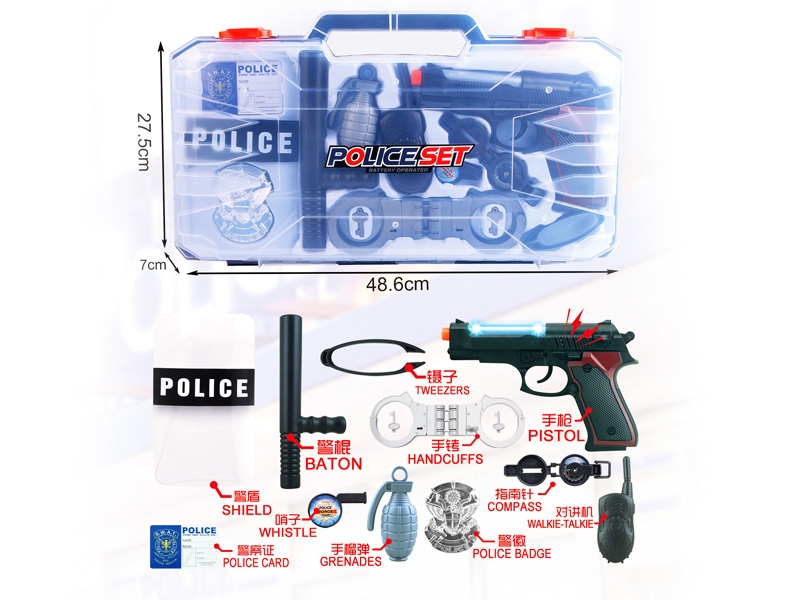 POLICE SET,GUN W/LIGHT & SOUND,INCLUDED BATTERY - HP1130899