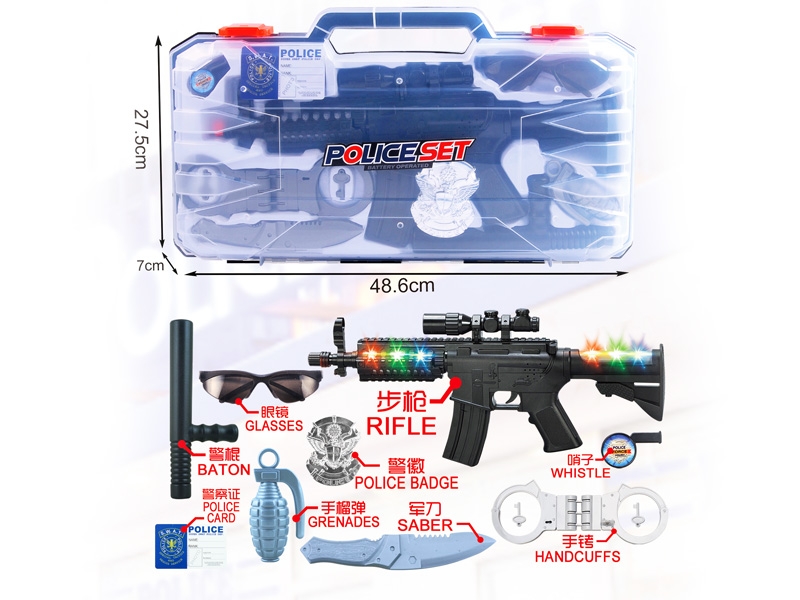 POLICE SET,GUN W/LIGHT & SOUND,NOT INCLUDED BATTERY - HP1130900