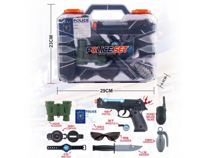POLICE SET,GUN W/LIGHT & SOUND,INCLUDED BATTERY - HP1130906
