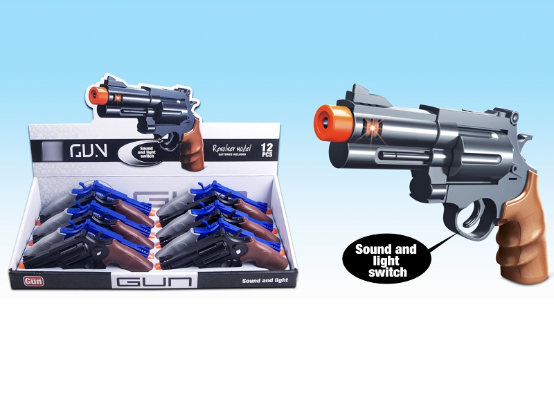 GUN W/LIGHT & SOUND,INCLUDED BATTERY，BLACK/BLUE,12PCS/DISPLAY BOX - HP1130920