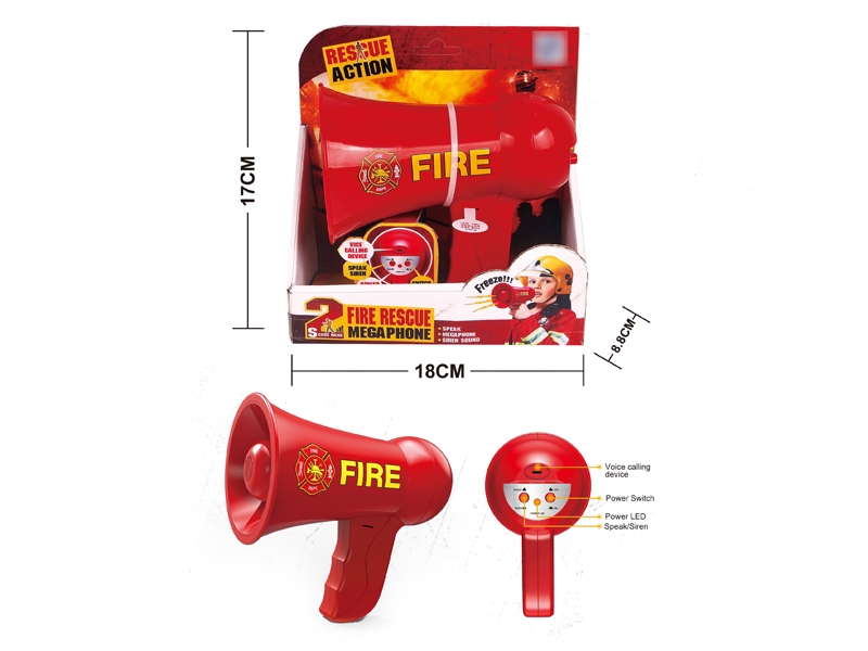 FIRE RESCUE MEGAPHONE W/ALARM SOUNDS & MEGAPHONE,INCLUDED BATTERY - HP1130923
