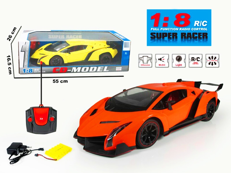 1:8兰博基尼摇控车4通带灯光，红橙黄混装，包电 - HP1131117