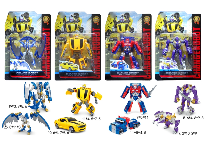 TRANSFORMED CAR & DINOSAUR,YELLOW/BLUE/BLUE/PURPLE,4ASST - HP1133140