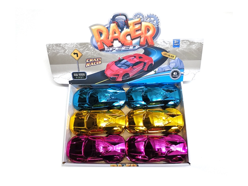 PULL BACK CAR  GOLD/RED/BLUE 6PCS/DISPLAY BOX - HP1133377