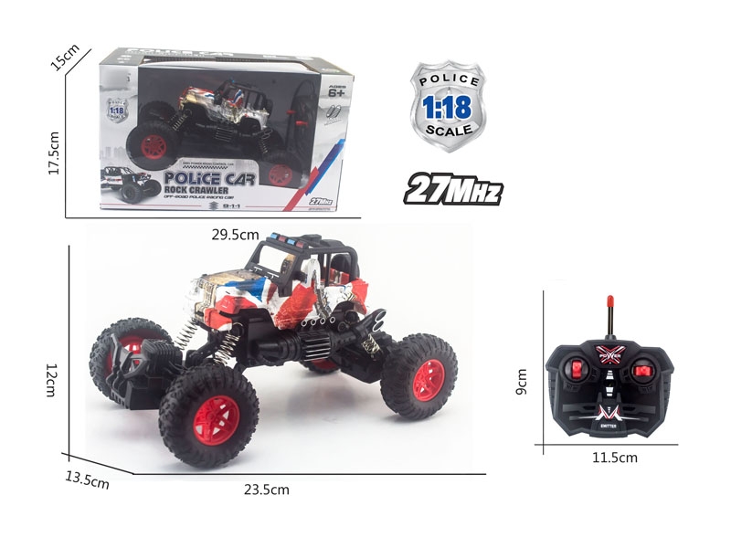 1:18四通灯光越野敞篷吉普攀爬警车（不包电） - HP1133816