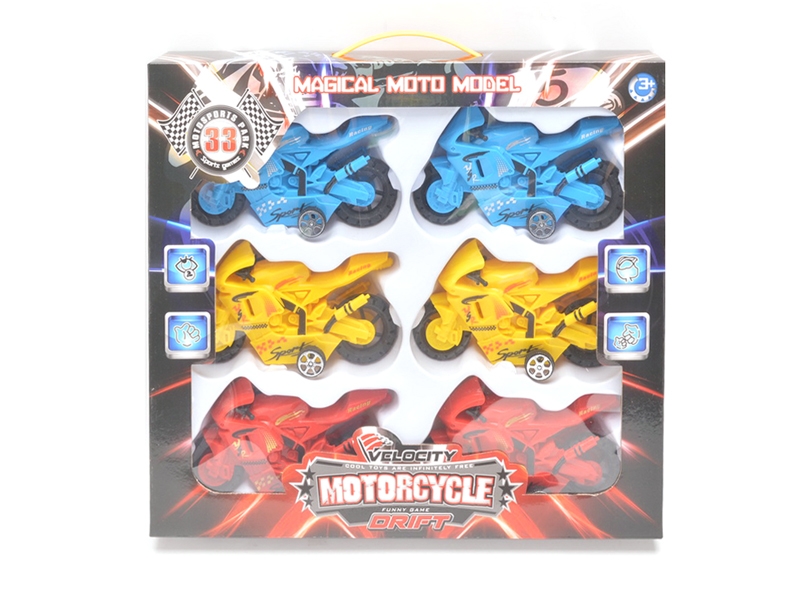 PULL BACK MOTORCYCLE 6PCS BULE,RED & YELLOW - HP1134202