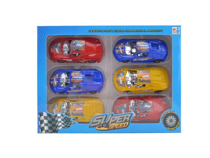 PULL BACK CAR 6PCS BULE,RED & YELLOW - HP1134203