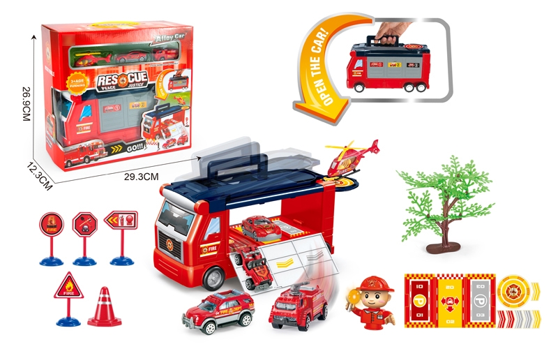 FIRE STATION PARKING LOT W/FREE WAY DIE CAST CARS - HP1134511