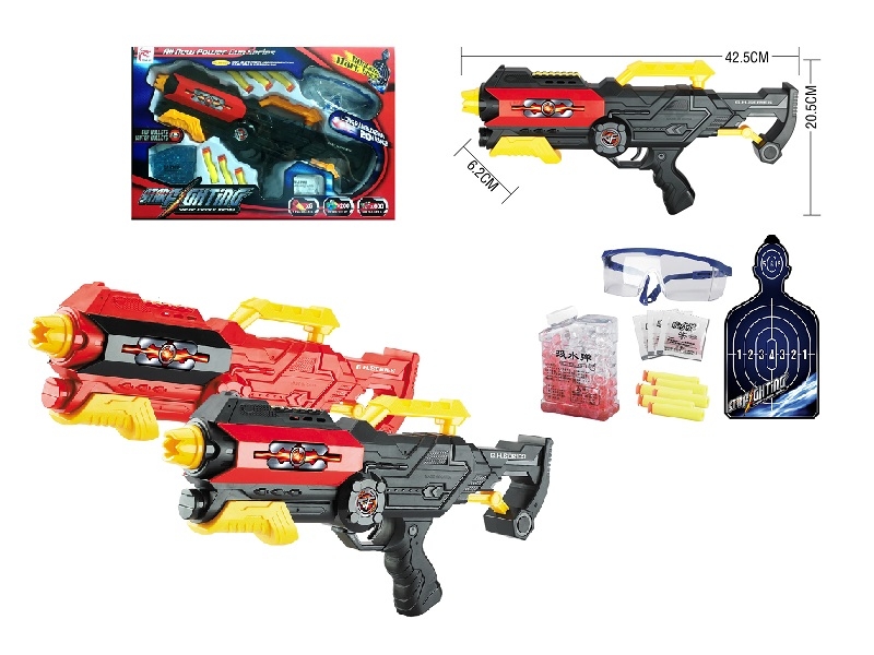 SOFT SHOOTING GUN W/WATER BULLET W/ACCESSORIES,RED/BLACK - HP1134727