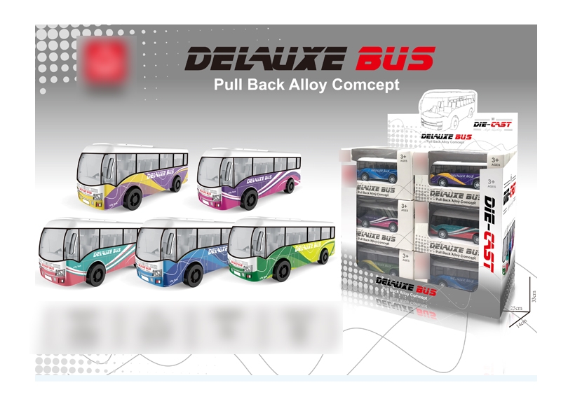 PULL BACK DIE CAST BUS 18PCS/DISPLAY BOX - HP1137025