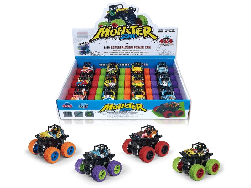 FRICTION CAR 4ASST，12PCS/DISPLAY BOX - HP1138280