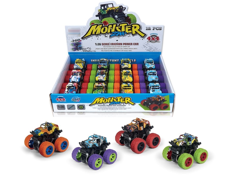 FRICTION CAR 4ASST，12PCS/DISPLAY BOX - HP1138281