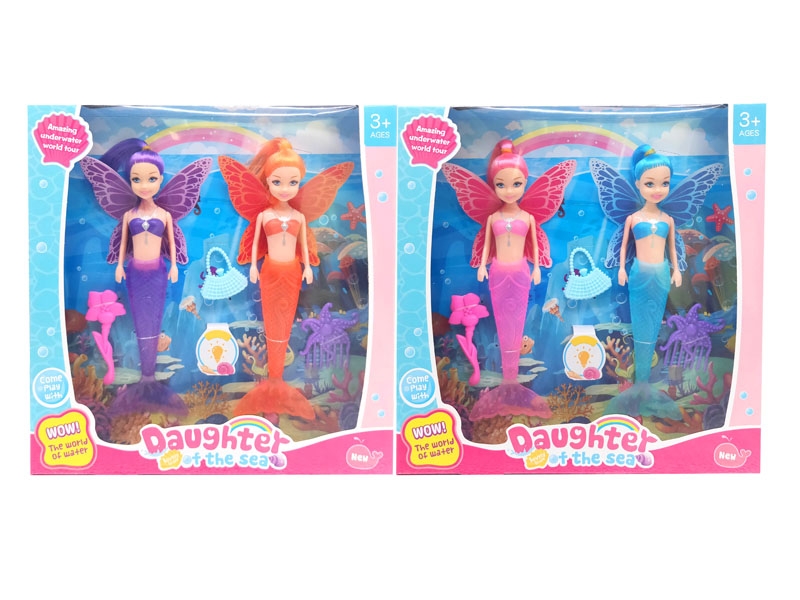 19.5CM MERMAID W/LIGHT & ACCESSORIES & INCLUDED BATTERY,2PCS/2ASST - HP1138479