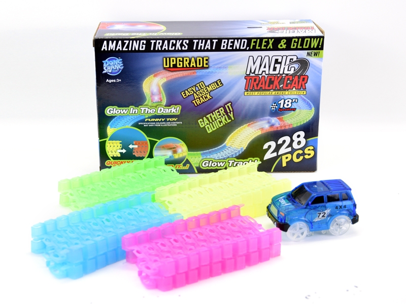 B/O NOCTILUCENCE RAIL CAR W/LIGHT,228PCS,BLUE/RED - HP1139618