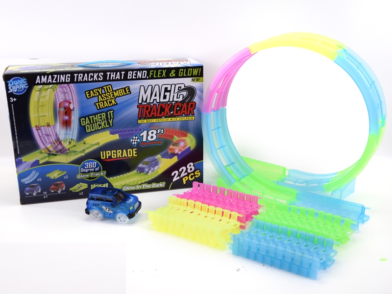 B/O 360 DEGREES NOCTILUCENCE RAIL CAR W/LIGHT,228PCS,BLUE/RED - HP1139626