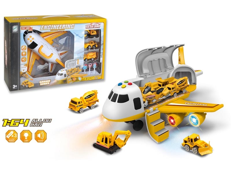 FRICTION STORAGE PLANE W/LIGHT & MUSIC & FREE WAY DIE CAST CONSTRUCTION CAR 3PCS,NOT INCLUDED BATTERY - HP1139717