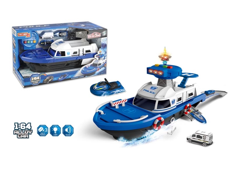 STORAGE AIR CRAFT W/LIGHT & MUSIC & FREE WAY DIE CAST POLICE CAR 1PCS & BOAT 2PCS,INCLUDED BATTERY - HP1139723