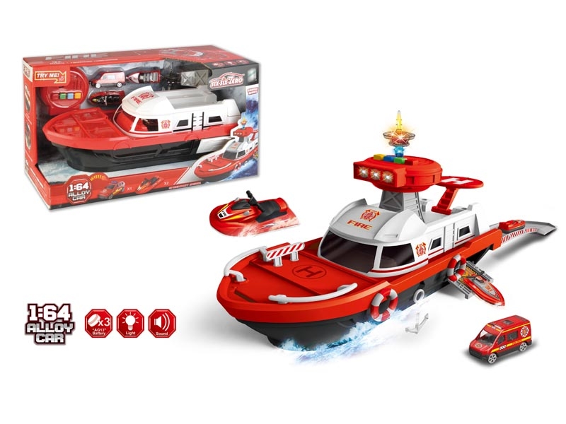 STORAGE AIR CRAFT W/LIGHT & MUSIC & FREE WAY DIE CAST FIRE FIGHTING TRUCK 1PCS & BOAT 2PCS,INCLUDED BATTERY - HP1139724