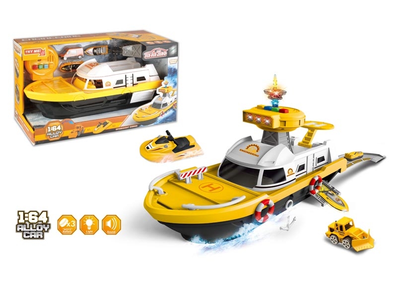STORAGE AIR CRAFT W/LIGHT & MUSIC & FREE WAY DIE CAST CONSTRUCTION CAR 1PCS & BOAT 2PCS,INCLUDED BATTERY - HP1139725