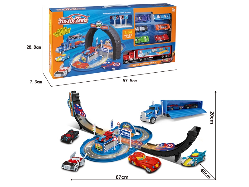 PARKING LOT DIE CAST PLAY SET W/FREE WAY DIE CAST CAR 7PCS - HP1139731
