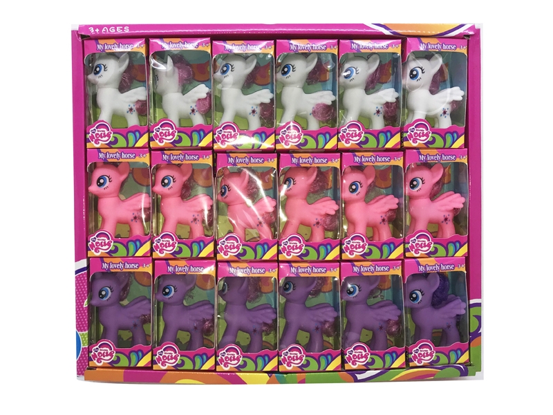 VINYL HORSE ,36PCS/DISPLAY BOX,WHITE/PINK/PURPLE - HP1139739