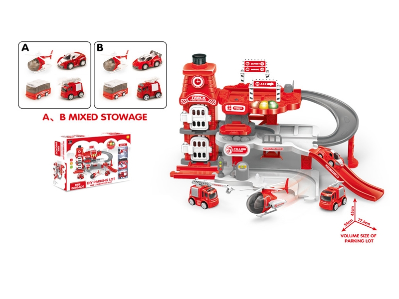 PARKING LOT SET W/LIGHT & SOUND, WITH 4PCS FREE WHELL DIE CAST CAR - HP1139957